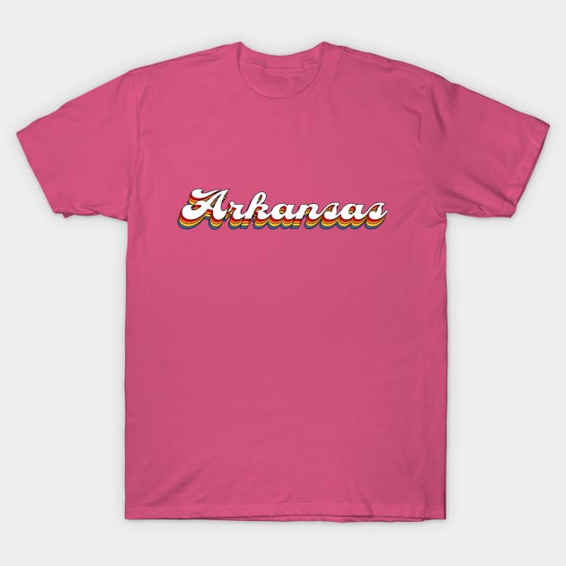 Arkansas Rainbow Text Design T-Shirt by Arkansas Shop